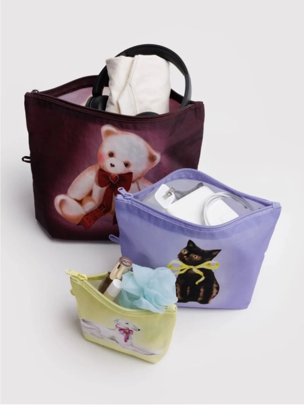 BAGGU Go Pouch Set - Fancy Animals - Set of 3 Pouches - Picture 3 of 3